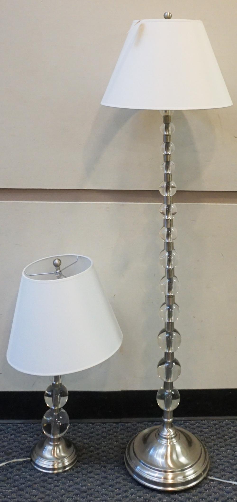 Appraisal: Contemporary Acrylic and Brushed Aluminum Floor Lamp with Matching Table