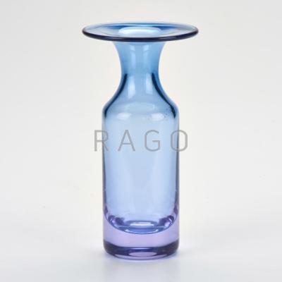 Appraisal: TAPIO WIRKKALA Celestial pale blue glass vase Finland s Signed