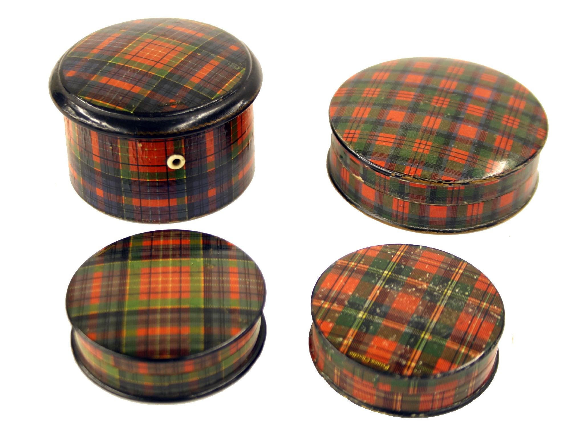 Appraisal: Tartan ware - Calendonia pattern circular thread box diameter McDuff