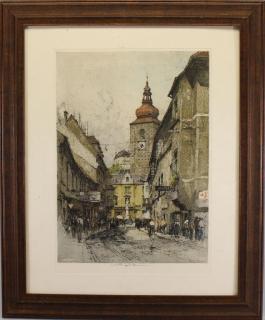 Appraisal: Luigi Kasimir - Colored etching Signed lower middle Image Size