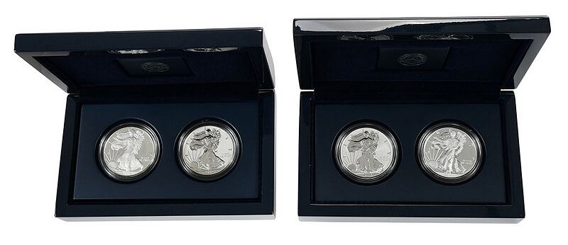 Appraisal: Six American Silver Eagle Two Coin Sets San Francisco two