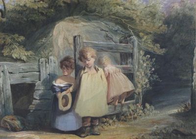 Appraisal: Circle of William Collins Children by a stile Watercolour x