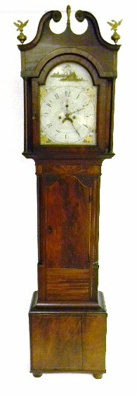 Appraisal: Tall case clock mahogany and mahogany veneer case broken arch