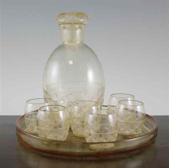 Appraisal: A 's Daum amber tinted glass liqueur set the decanter