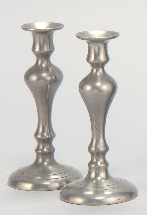 Appraisal: RARE PAIR OF MINIATURE AMERICAN PEWTER CANDLESTICKS Second Quarter of