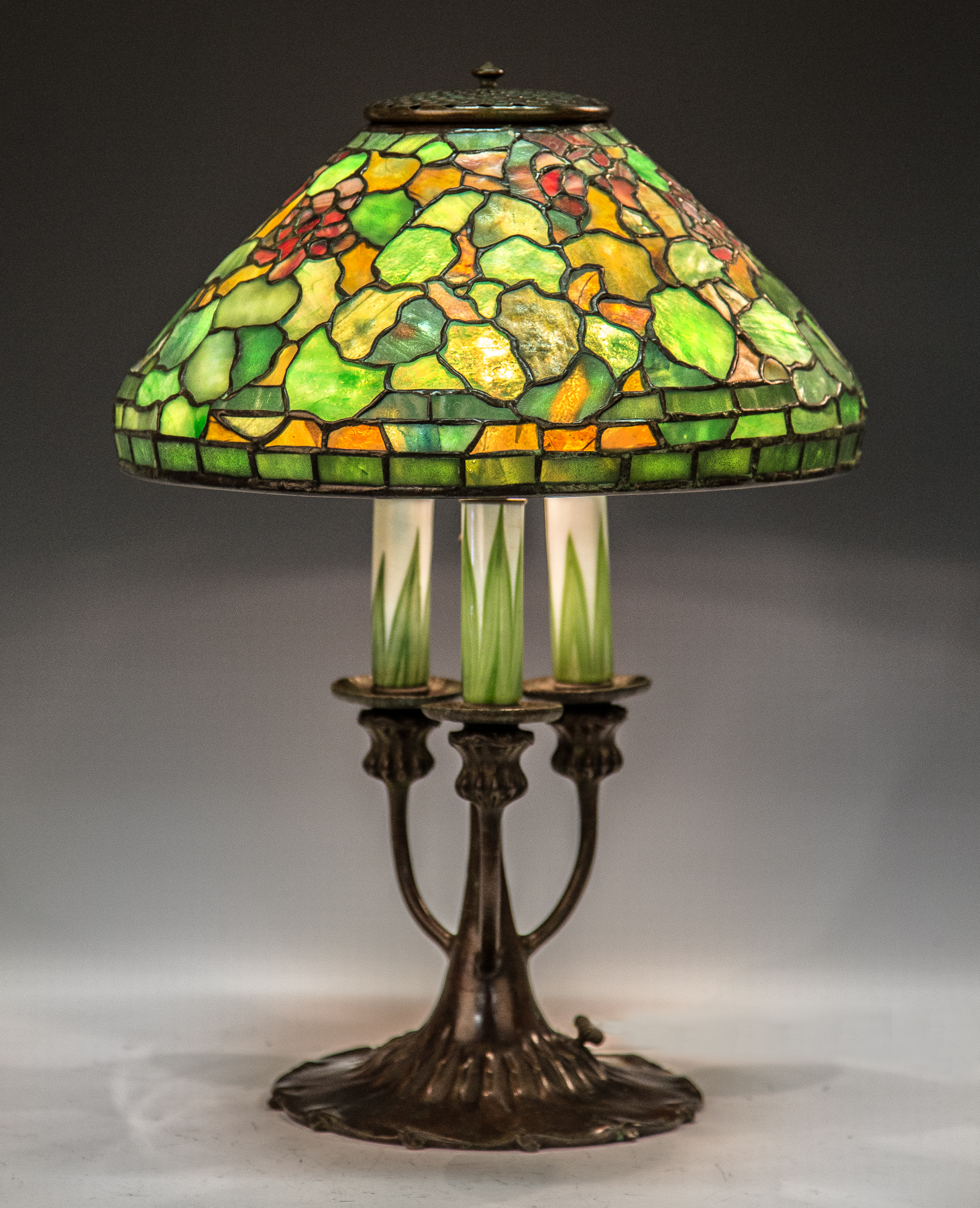 Appraisal: Rare Tiffany Studios New York Leaded Glass Geranium Lamp Shade