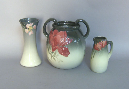 Appraisal: Three pieces of Weller pottery h h and h unmarked