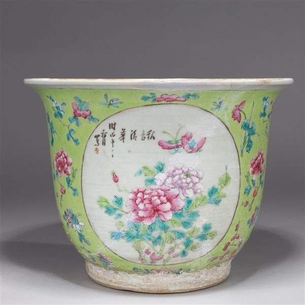 Appraisal: Antique Chinese Famille Rose porcelain planter with numerous panels of