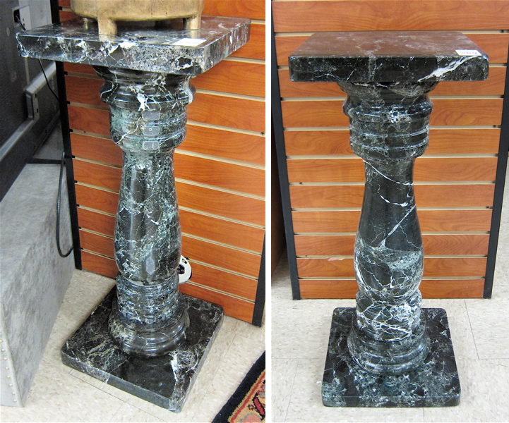 Appraisal: A PAIR OF VERDE AVER MARBLE PEDESTALS each having a