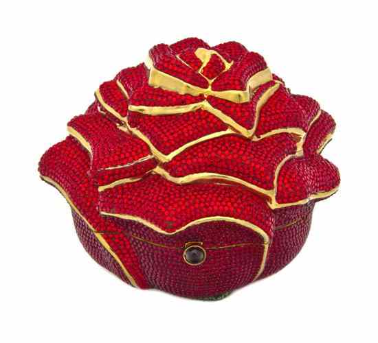 Appraisal: A Judith Leiber Red Crystal Rose Minaudiere bright red crystal