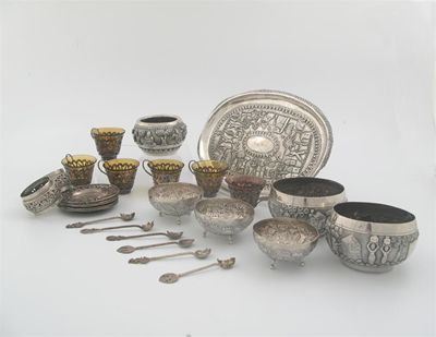 Appraisal: A small quantity of Indian Burmese metalware including an oval