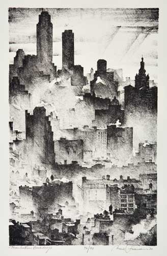 Appraisal: MARK FREEMAN Manhattan Backdrops Lithograph x mm x inches full