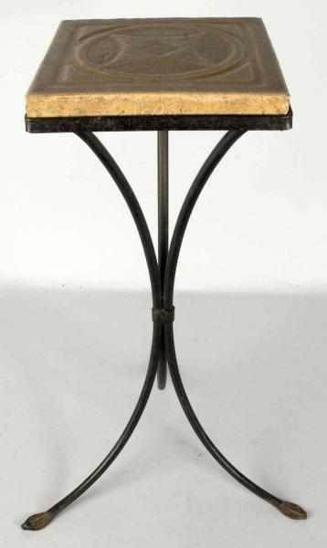 Appraisal: Wrought Iron Plant Stand with Grueby Tile Description Square Grueby