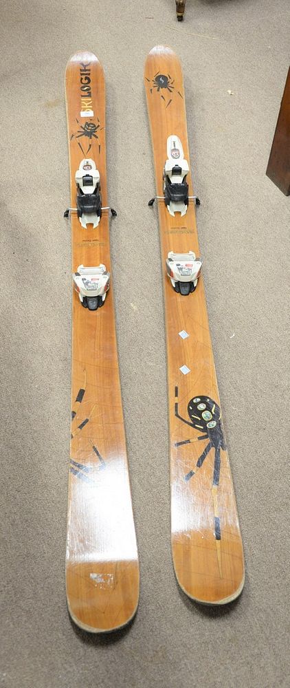 Appraisal: Pair of wood veneer snow skis made by Skilogik model