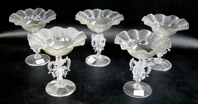 Appraisal: FIVE PIECES OF VENETIAN ART GLASS STEMWARE in clear glass