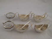 Appraisal: A set of four navette shaped salts test silver with