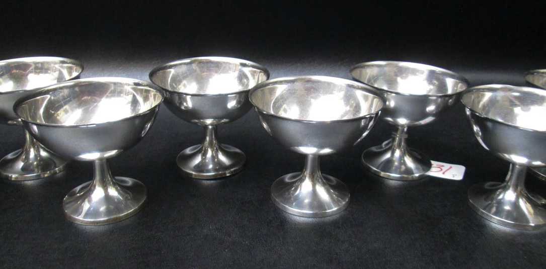 Appraisal: SET OF EIGHT WALLACE STERLING SILVER CHAMPAGNE SHERBETS pattern Heights