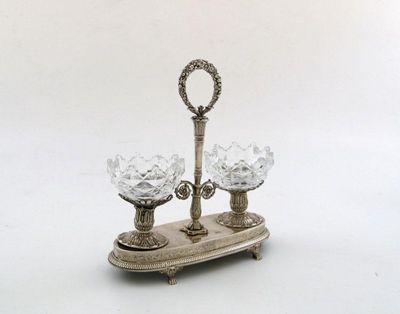 Appraisal: A th century French silver double salt cellar oval form