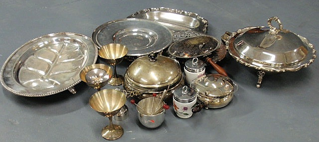 Appraisal: Box lot of silverplate tableware