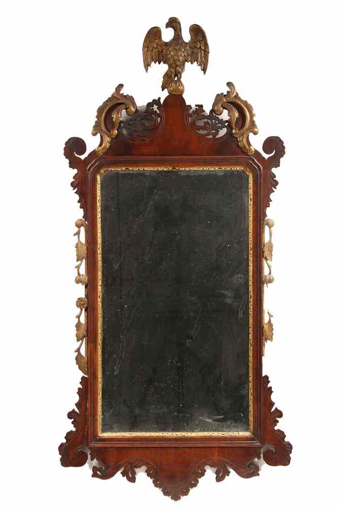 Appraisal: CHIPPENDALE LOOKING GLASS - Period Chippendale Mirror in matched mahogany