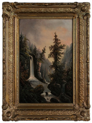 Appraisal: American School th century Waterfall oil on canvas unsigned -