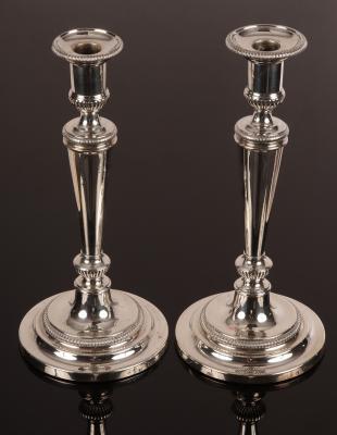 Appraisal: A pair of George III silver candlesticks Matthew Boulton Birmingham