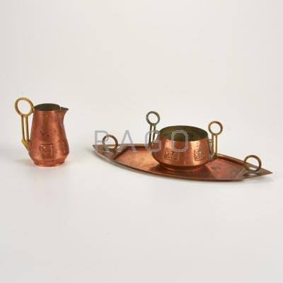 Appraisal: ARTS AND CRAFTS Glasgow style creamer sugar and matching tray