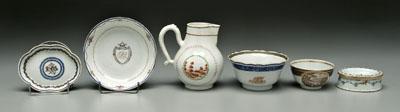 Appraisal: Six pieces Chinese export porcelain cream pitcher European landscape handle