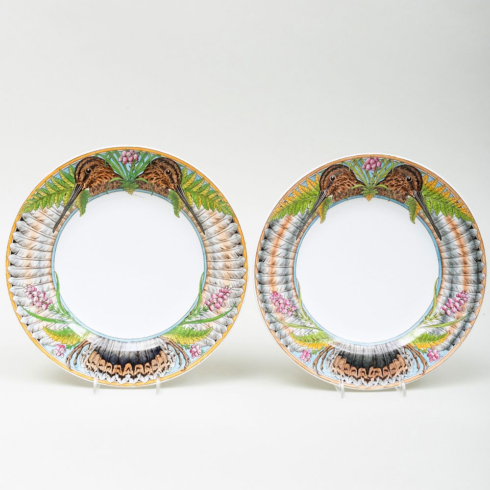 Appraisal: Pair of Minton 'Snipe' Plates Designed by William Coleman Impressed