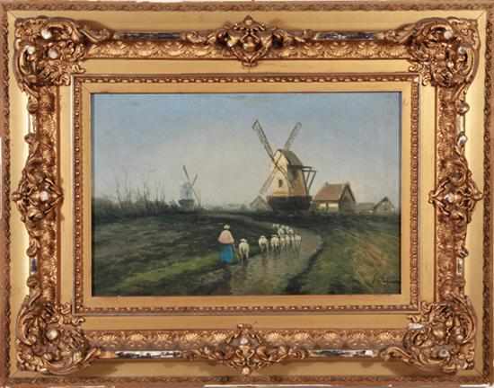 Appraisal: Continental school early th century WINDMILL IN DUTCH LANDSCAPE oil