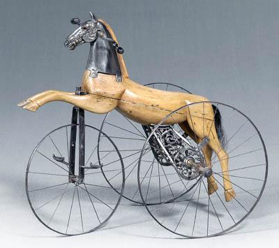 Appraisal: Fine French steel and wood velocipede horse figure with carved