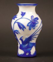 Appraisal: Peking Cameo Vase Blue over white case glass decoration of