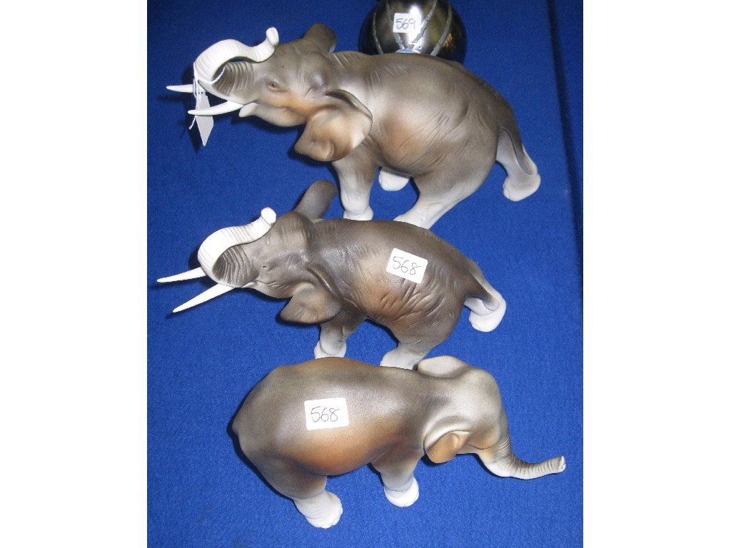 Appraisal: Group of three Royal Dux figures of elephants