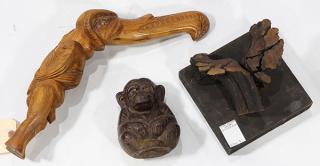 Appraisal: lot of Ethnographic objects consisting of a carved male zoomorph