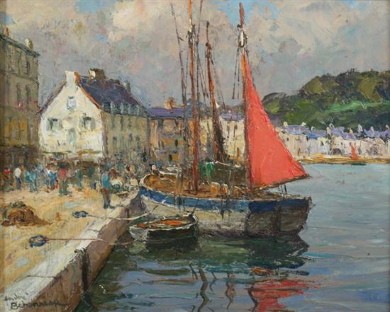 Appraisal: ANDRE BERONNEAU French - WATERFRONT signed lower left Oil on