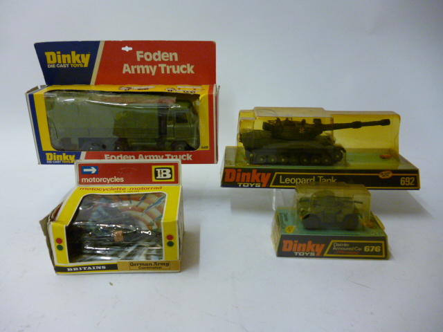 Appraisal: Foden Army Truck Daimler Armoured Car Leopard Tank and Britains