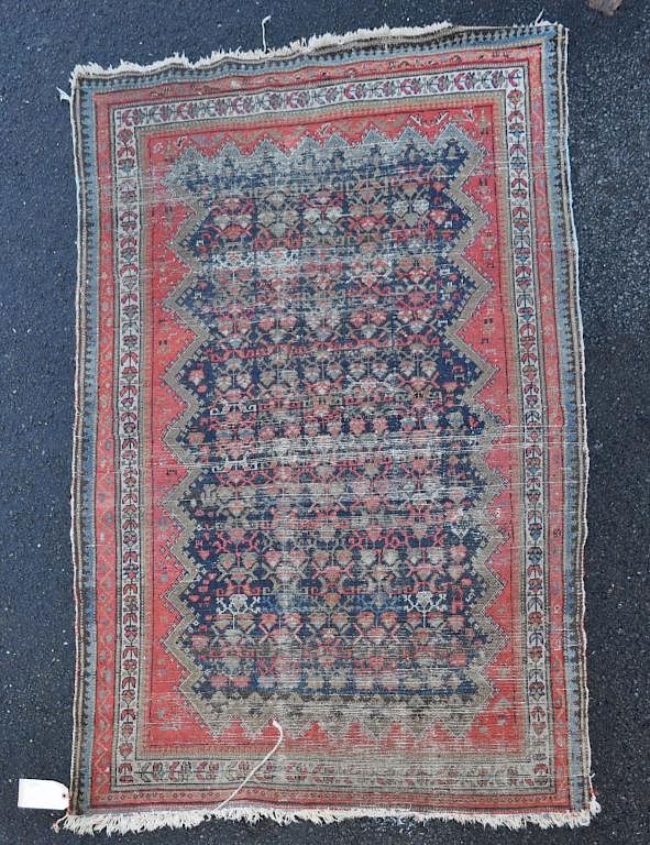 Appraisal: Oriental Rug extensive pile wear loss end side losses long