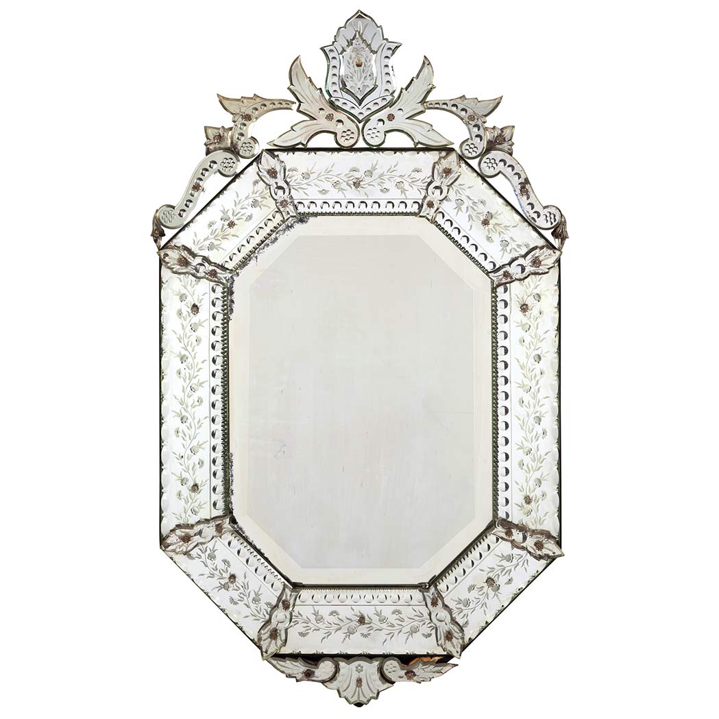 Appraisal: Venetian Mirror Framed Mirror Of octagonal form surmounted by a