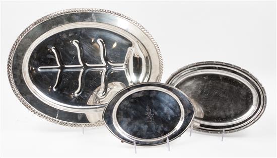 Appraisal: Sale Lot Three Silver-plate Trays TH CENTURY each of oval