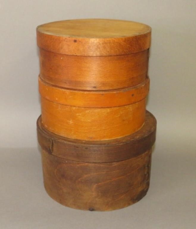 Appraisal: ASSORTED WOODEN ROUND PANTRY BOXESca - mixed hardwood or plyboard