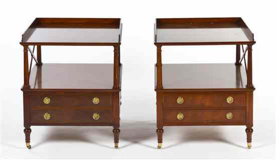 Appraisal: A Pair of American Mahogany Side Tables Baker having a