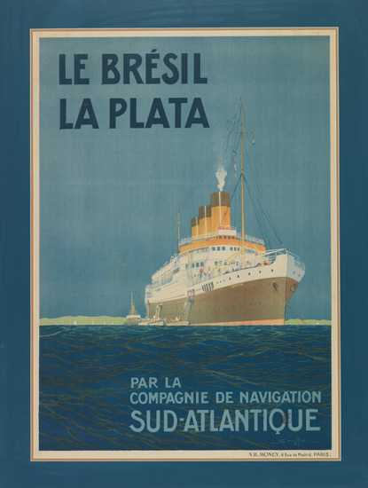 Appraisal: POSTER BY SANDY HOOK COMPAGNIE de NAVIGATION SUD-ATLANTIQUE Lutetia Le