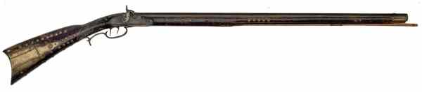 Appraisal: Indian-Used Full-Stock Percussion Rifle cal octagonal barrel There is a