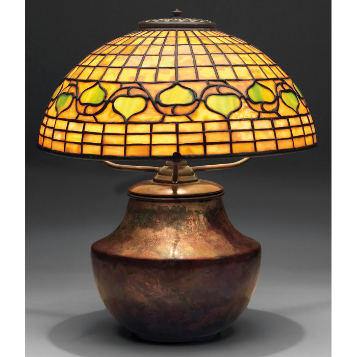 Appraisal: Rare Tiffany Studios table lamp enameled bronze canister base with