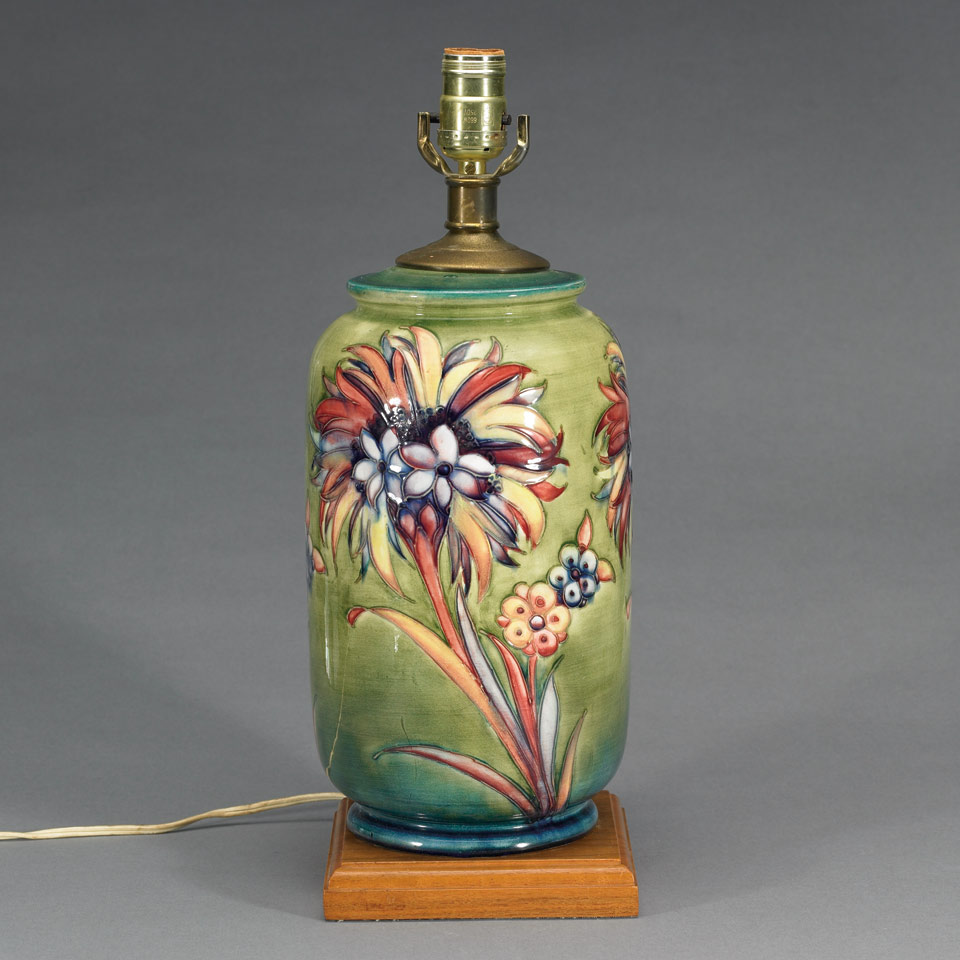 Appraisal: Moorcroft Cornflower Table Lamp c impressed marks including facsimile signature