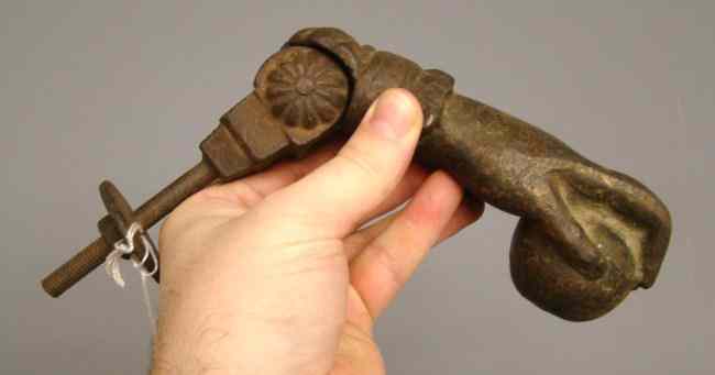 Appraisal: th c hand form doorknocker '' Length