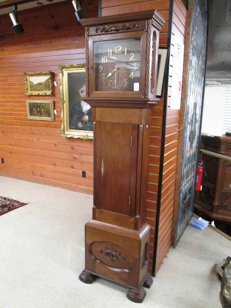 Appraisal: VICTORIAN STYLE WALNUT TALL CASE FLOOR CLOCK American early th