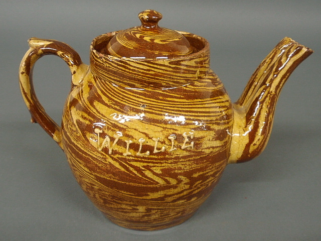 Appraisal: - English redware teapot th c with an unusual double