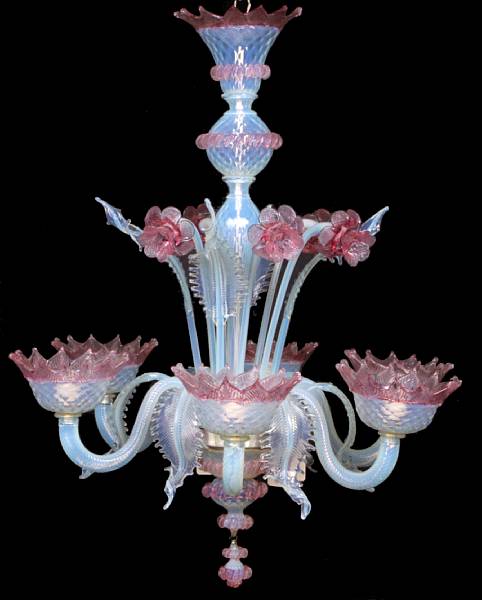 Appraisal: A Murano glass six-light chandelier th century losses height approximately