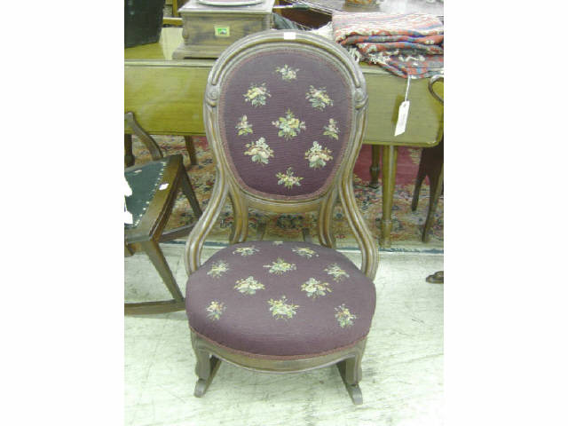 Appraisal: NEEDLEPOINT LADIES ROCKER